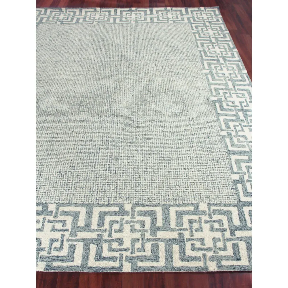 Abigail 9x12 Patterned Rug - Aqua, Wool