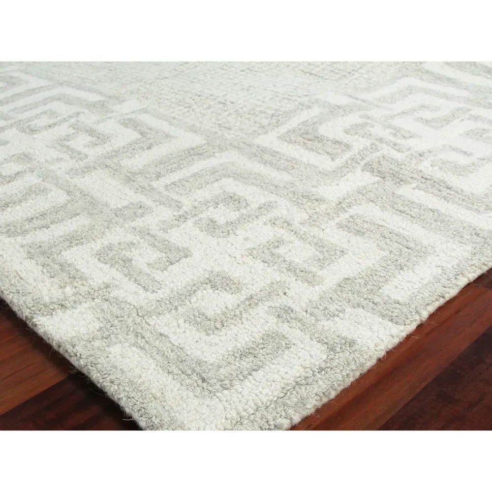 Abigail Patterned Rug - Silver, Wool