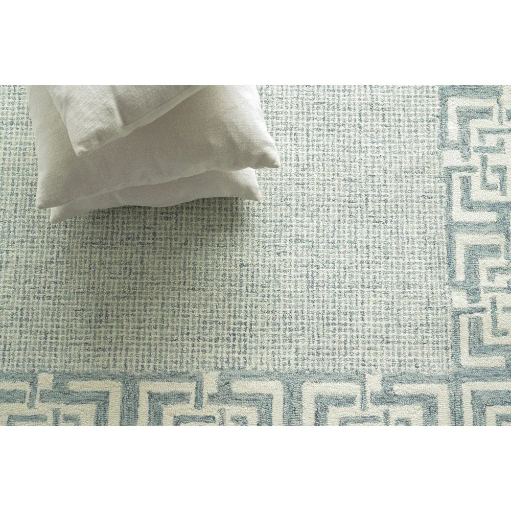 Abigail Sample Patterned Rug - Aqua, Wool