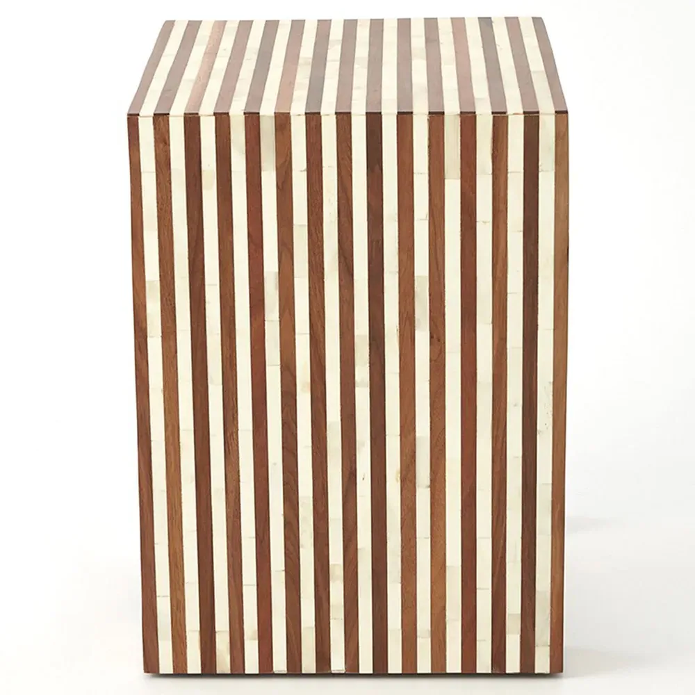 Abigail Stripe Side Table - Brown, Walnut