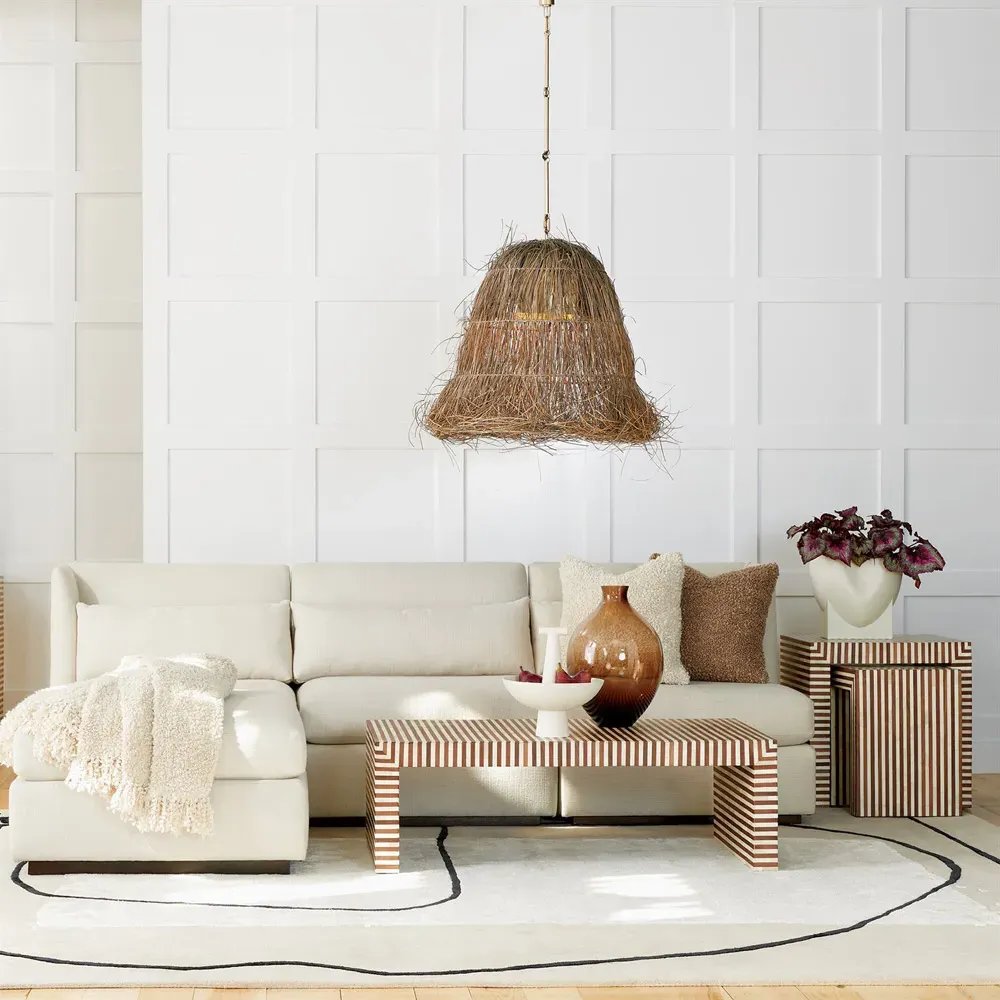 Abigail Stripe Side Table - Brown, Walnut