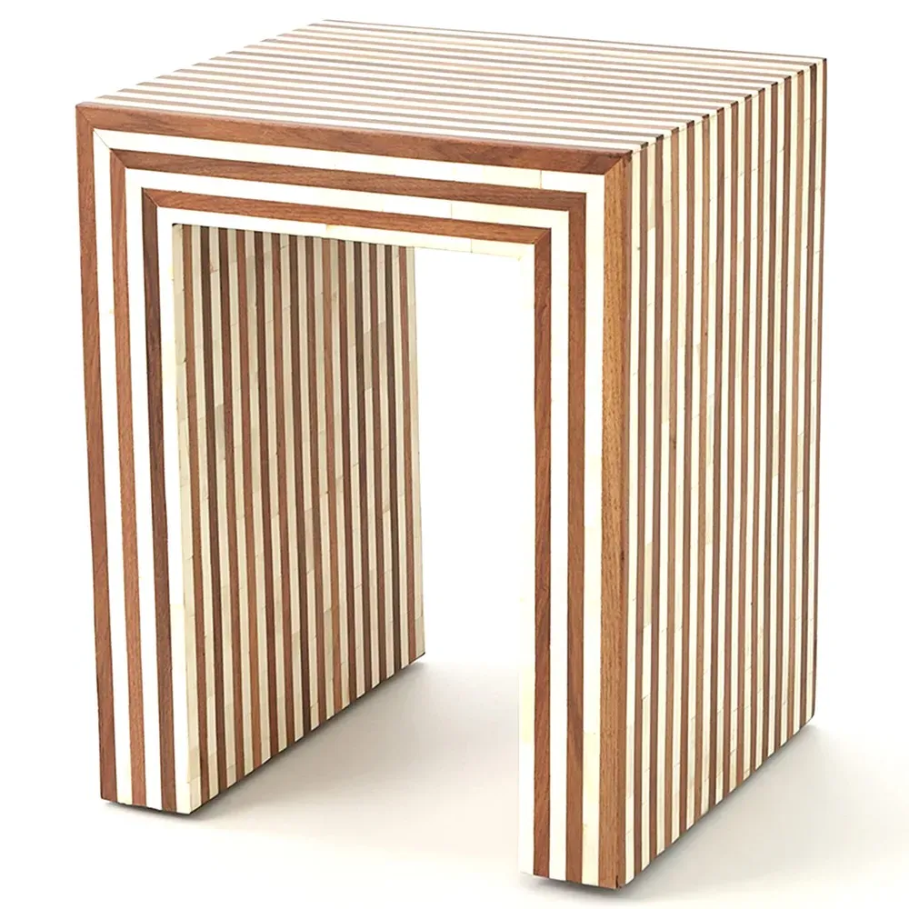 Abigail Stripe Side Table - Brown, Walnut image