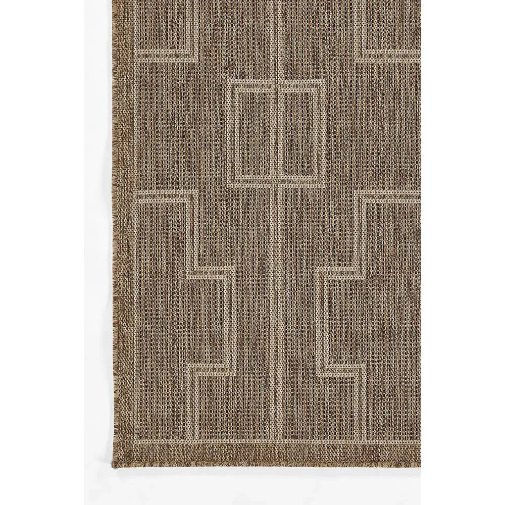 Abram Geometric Patterned Indoor Outdoor Rug - Brown