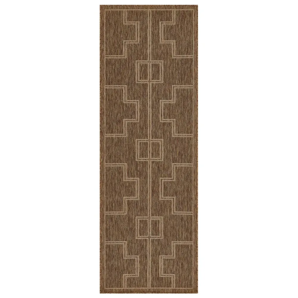 Abram Geometric Patterned Indoor Outdoor Rug - Brown