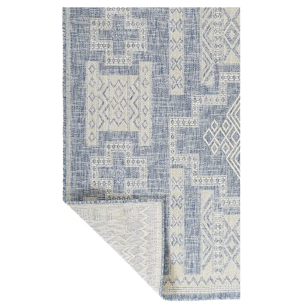 Abram Tribal Patterned Indoor Outdoor Rug - Blue, Polypropylene