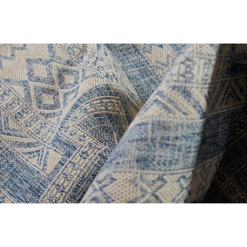 Abram Tribal Patterned Indoor Outdoor Rug - Blue, Polypropylene