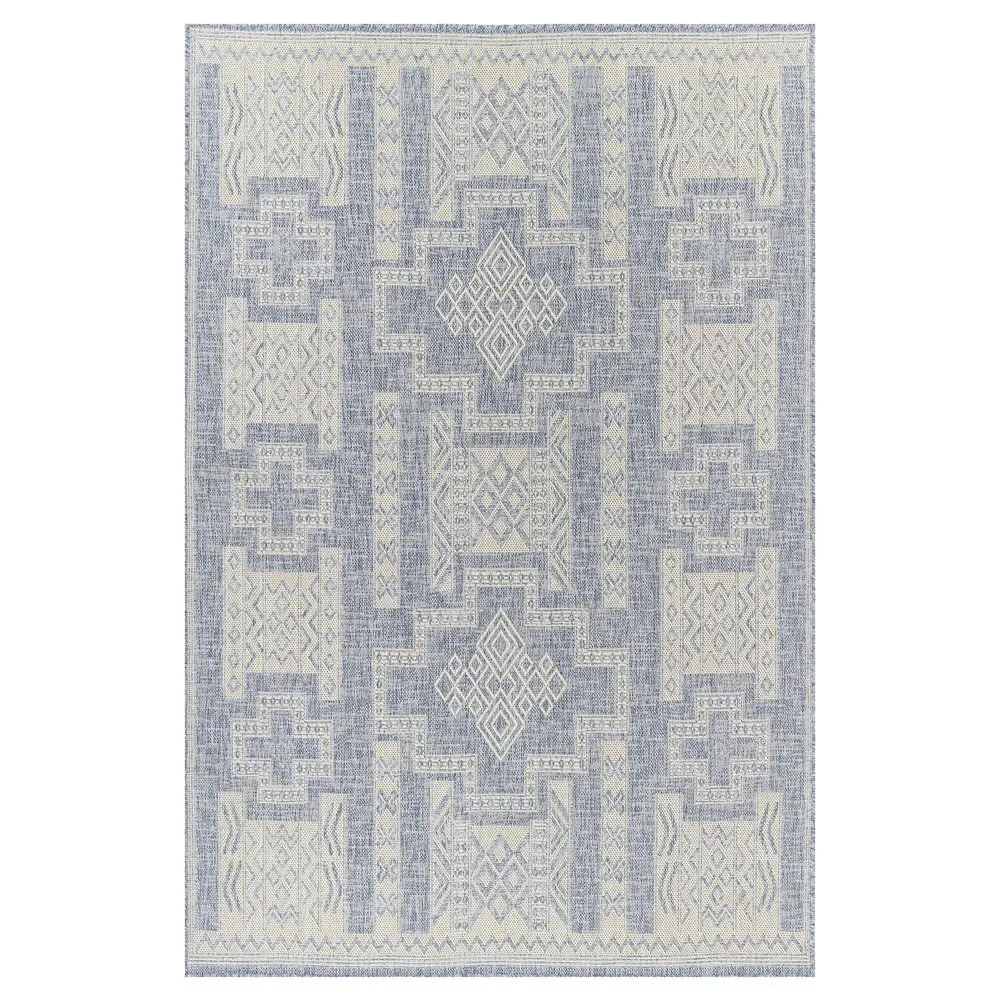 Abram Tribal Patterned Indoor Outdoor Rug - Blue, Polypropylene