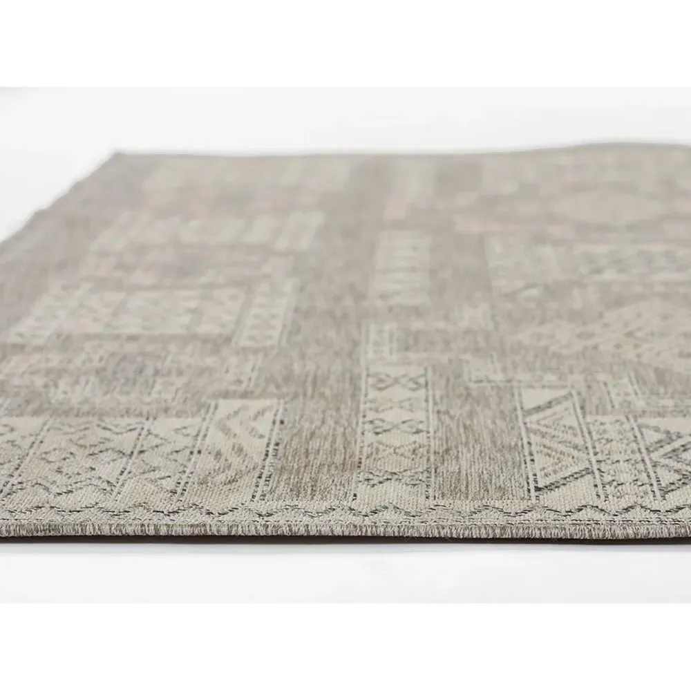 Abram Tribal Patterned Indoor Outdoor Rug - Grey, Polypropylene
