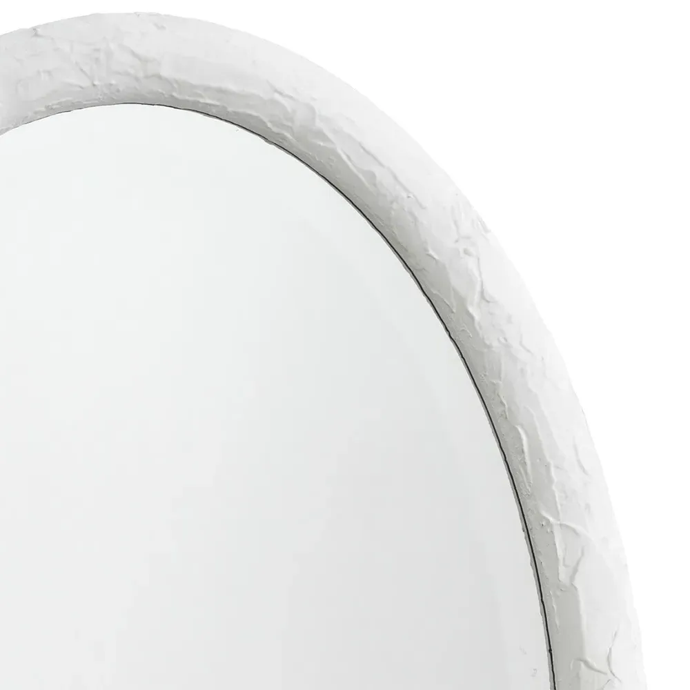 Abrianna Oval Wall Mirror - White, Resin