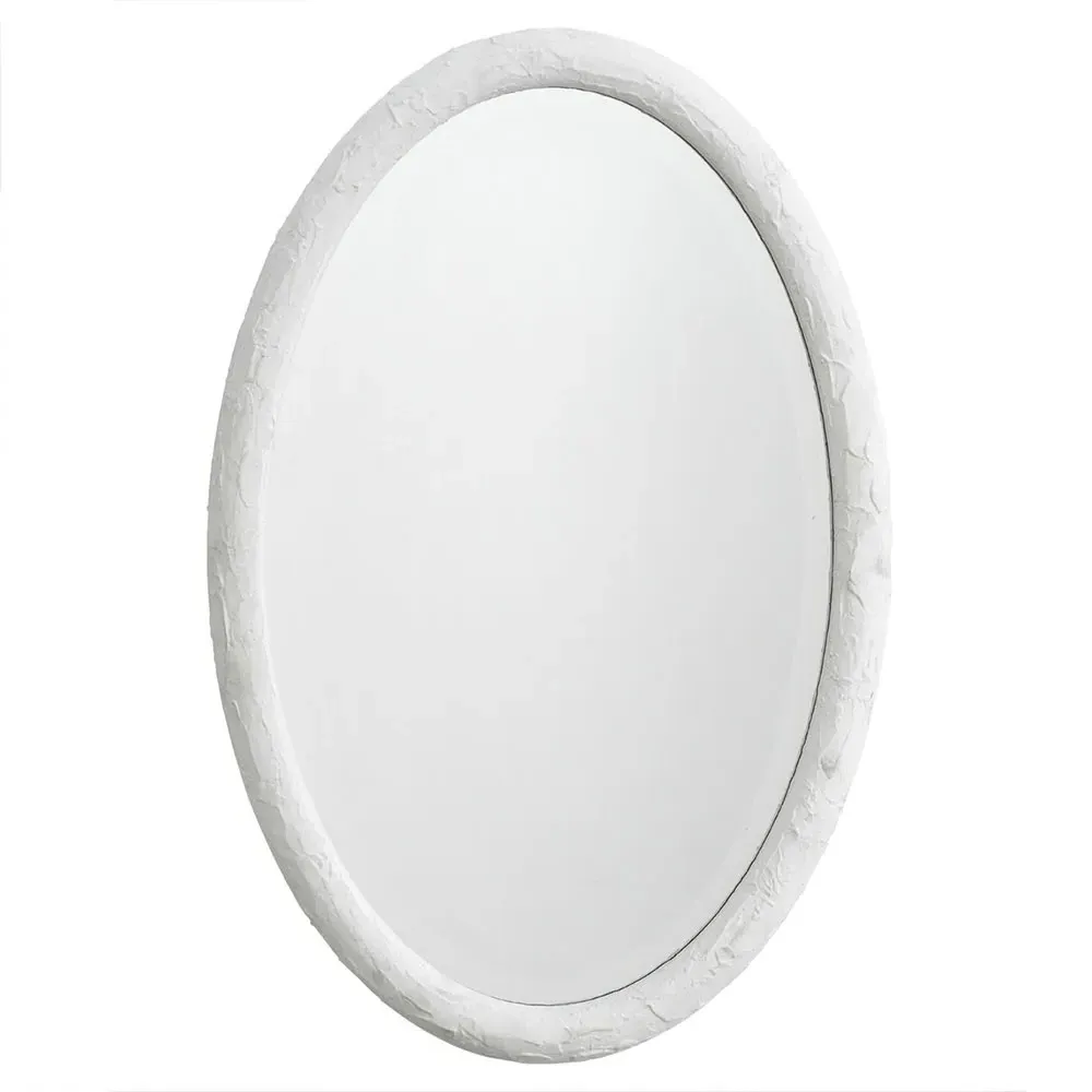 Abrianna Oval Wall Mirror - White, Resin image