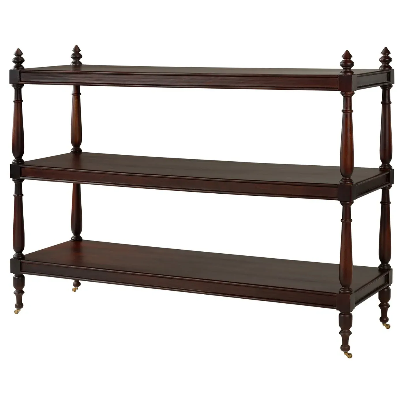 Achard Wide Bar Cart with Casters - Dark Brown, Mango Wood