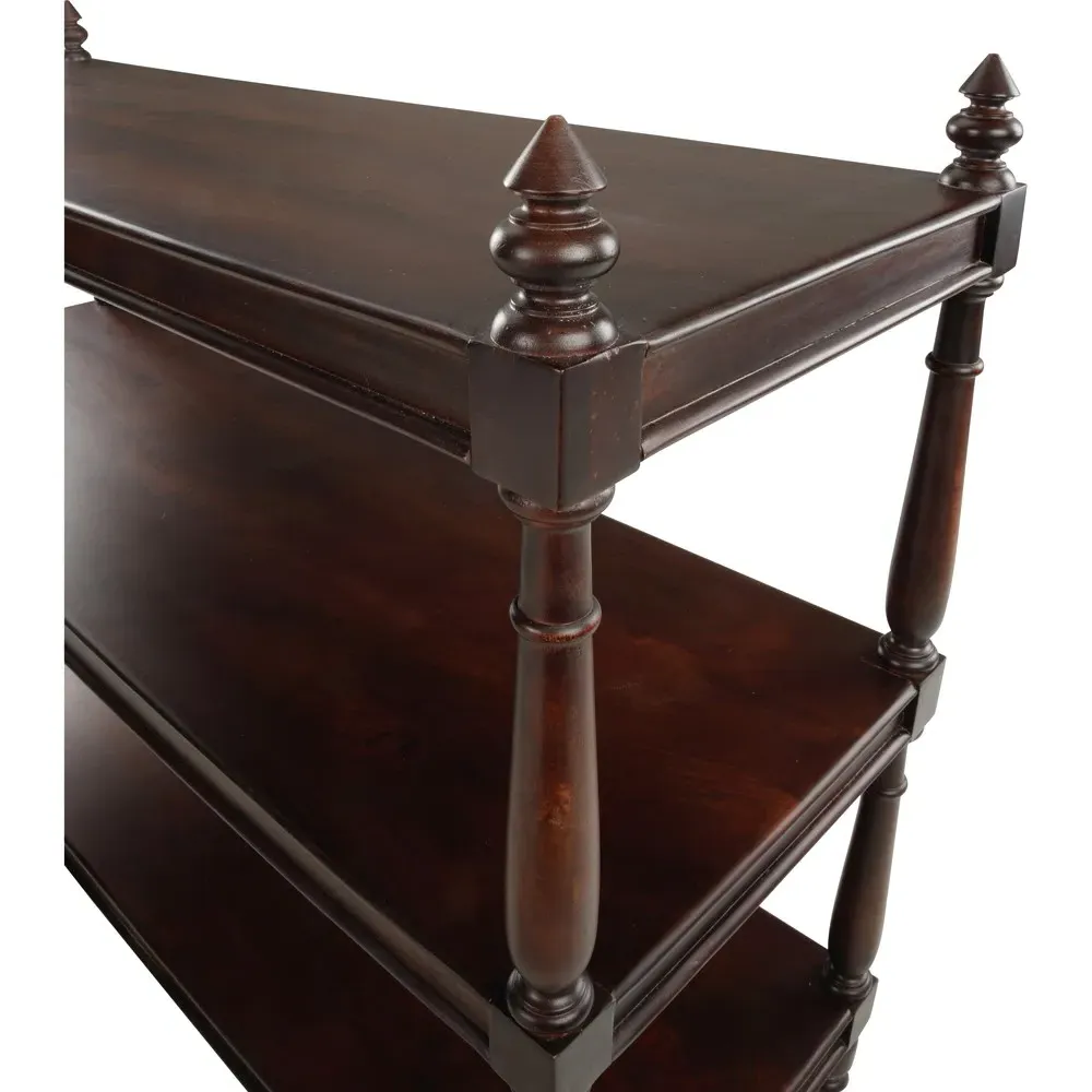 Achard Wide Bar Cart with Casters - Dark Brown, Mango Wood