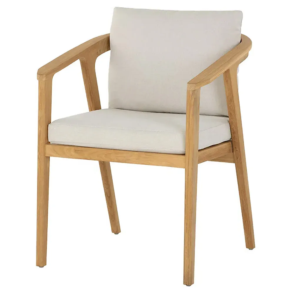 Acosta Outdoor Dining Arm Chair - Cream, Teak