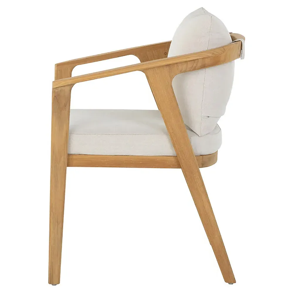 Acosta Outdoor Dining Arm Chair - Cream, Teak