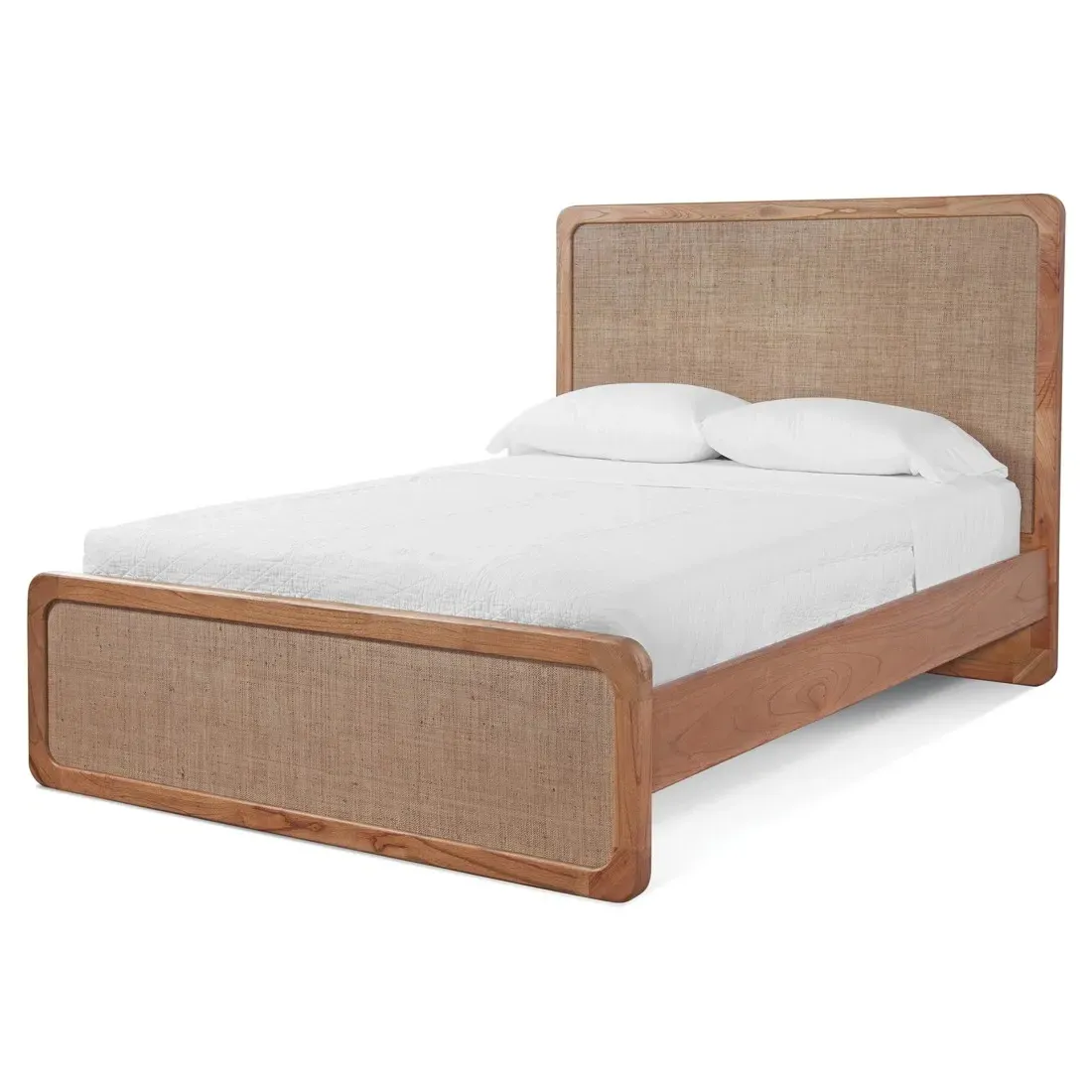 Adaline King Size Bed Frame - Brown, Raffia