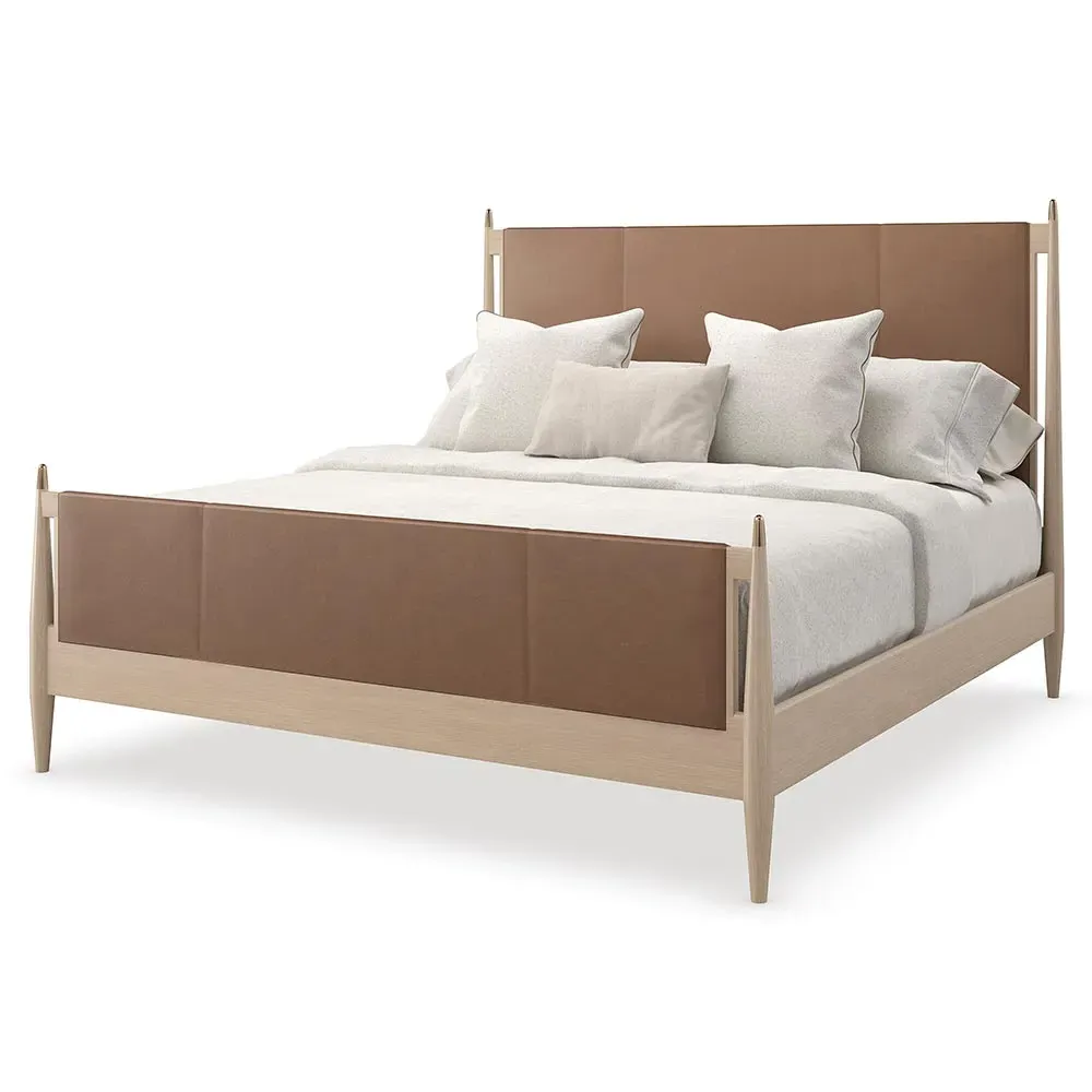 Adalyn King Size Upholstered Bed - Camel, Oak