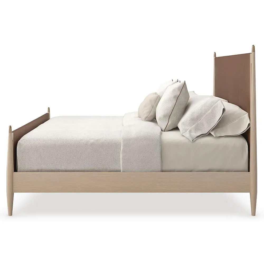 Adalyn King Size Upholstered Bed - Camel, Oak