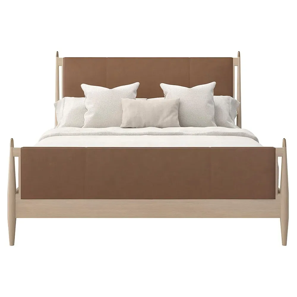 Adalyn King Size Upholstered Bed - Camel, Oak