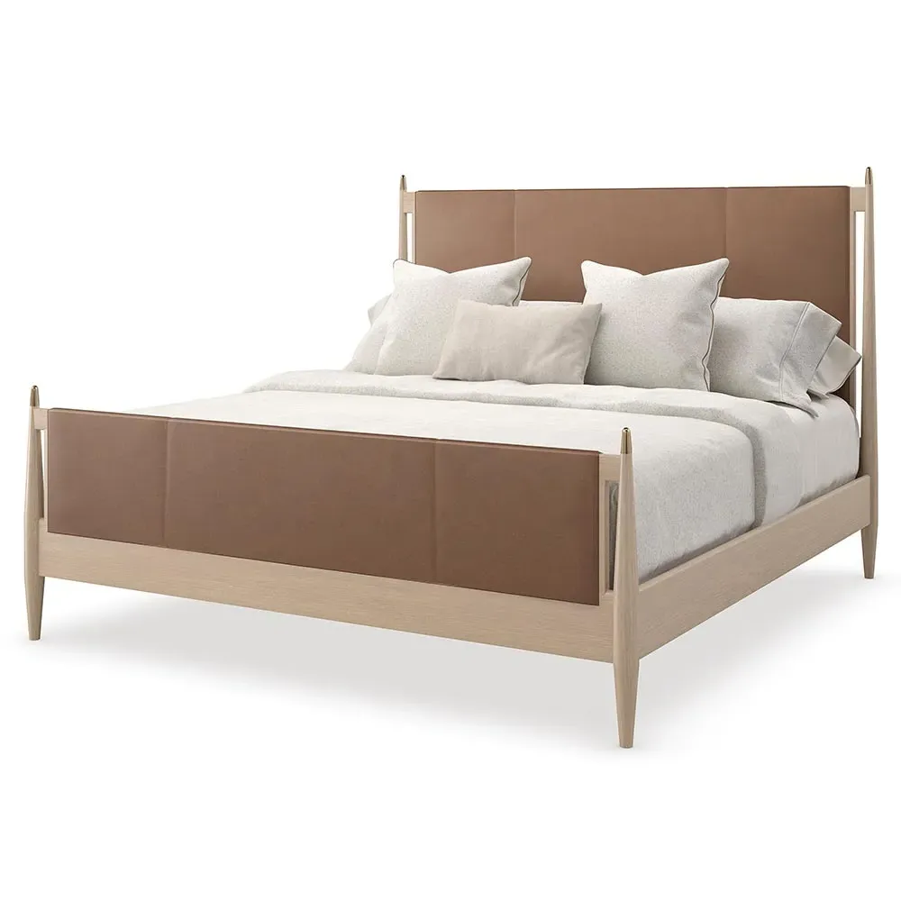 Adalyn Queen Size Upholstered Bed - Camel, Oak