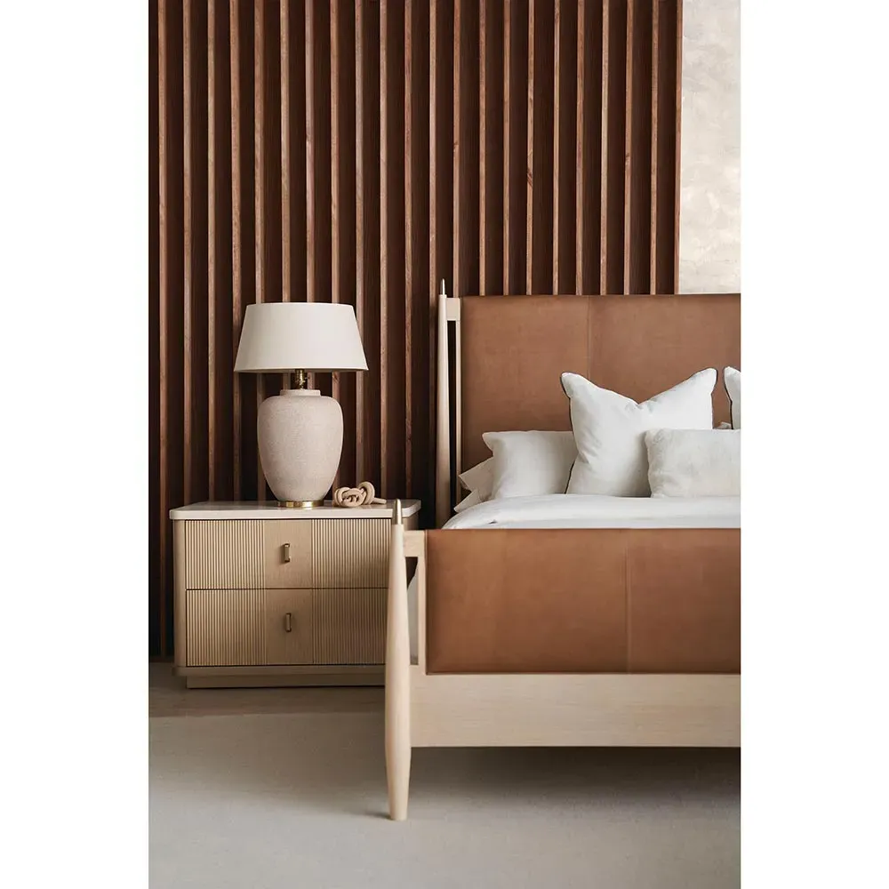 Adalyn Queen Size Upholstered Bed - Camel, Oak