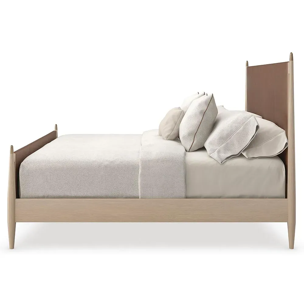 Adalyn Queen Size Upholstered Bed - Camel, Oak
