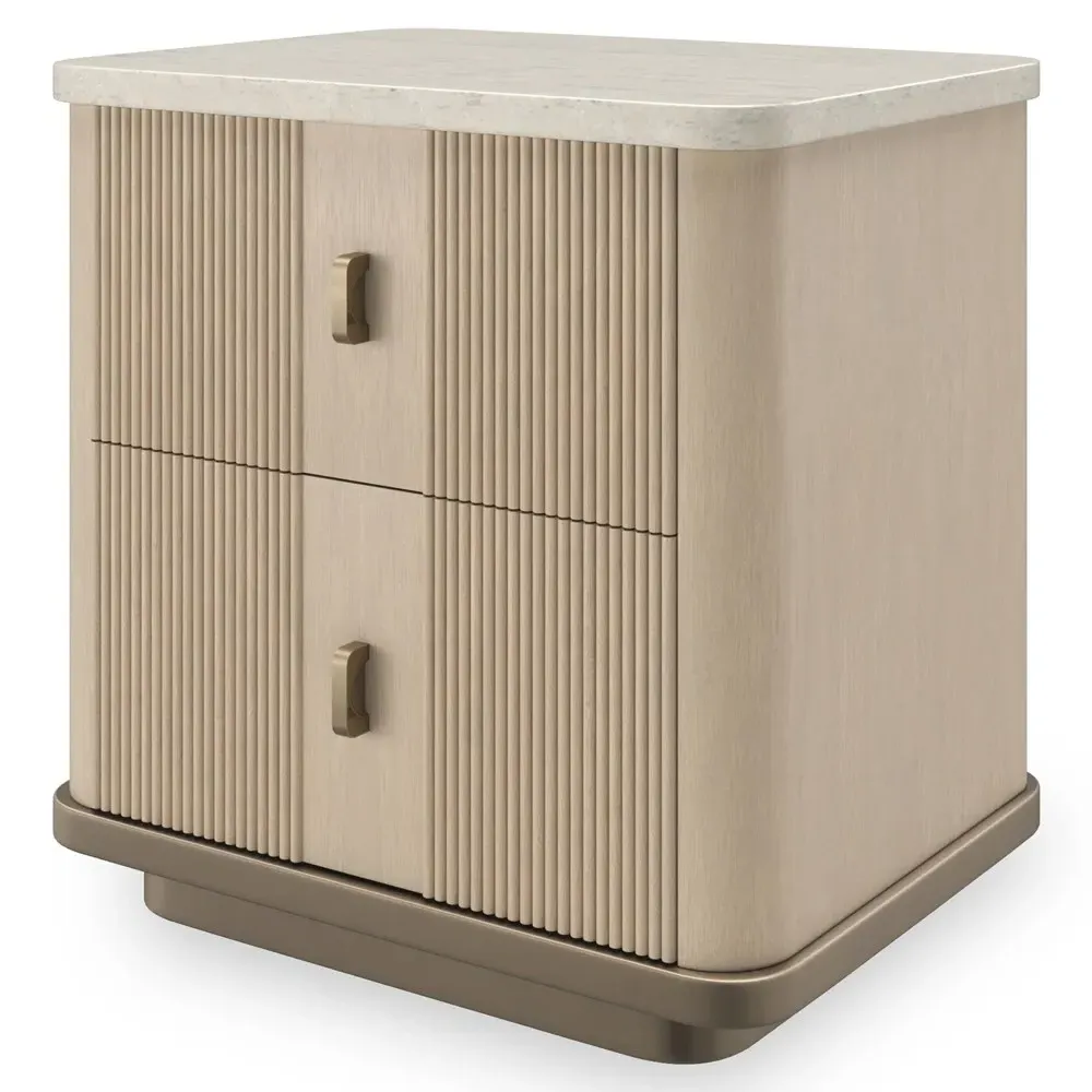 Adalyn Travertine Oak Nightstand - Beige