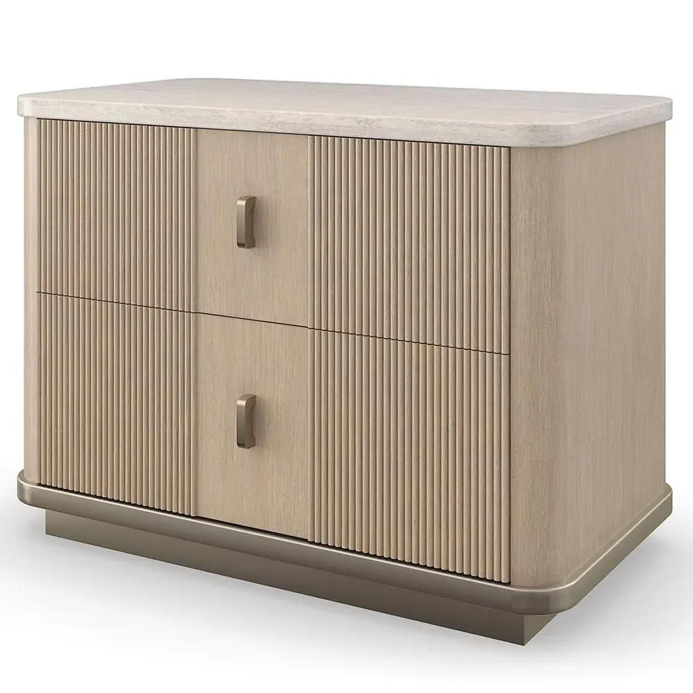 Adalyn Travertine Oak Nightstand - Brown