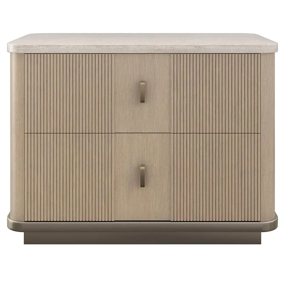Adalyn Travertine Oak Nightstand - Brown