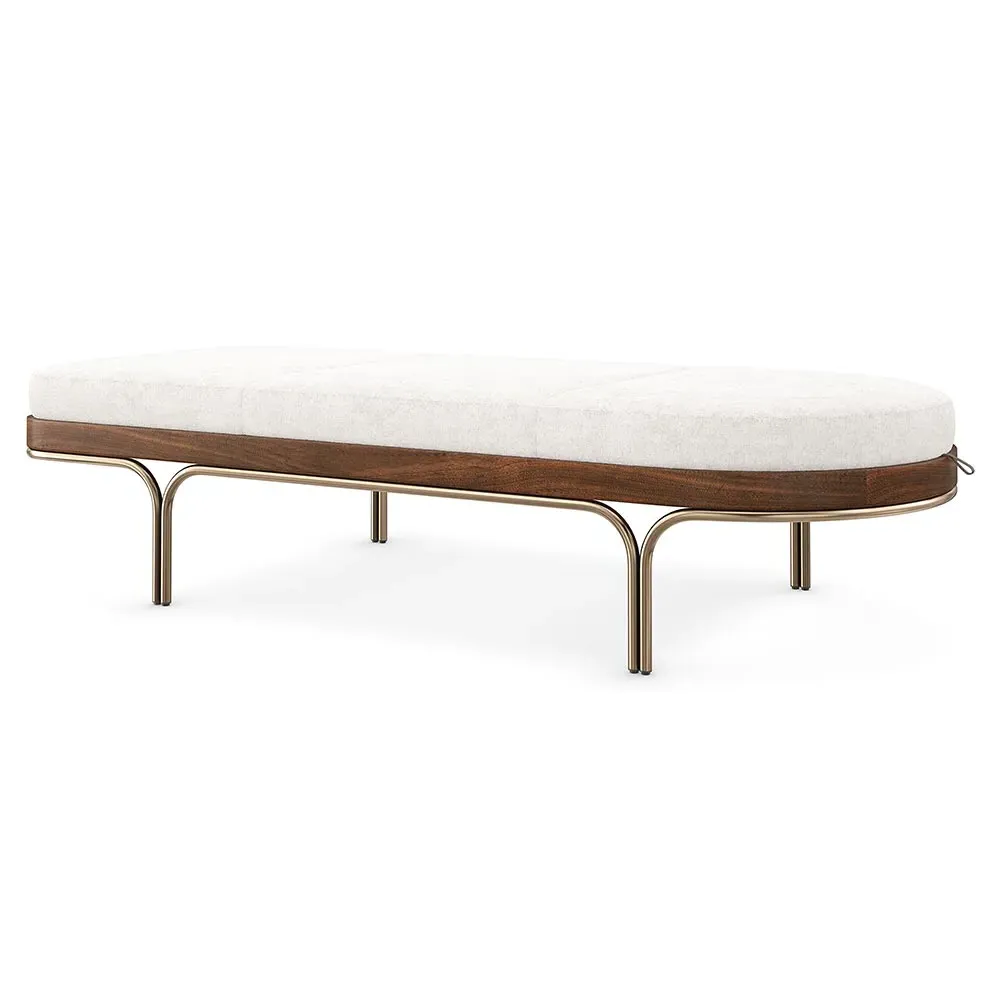 Adalyn Upholstered Chaise - White, Walnut Wood