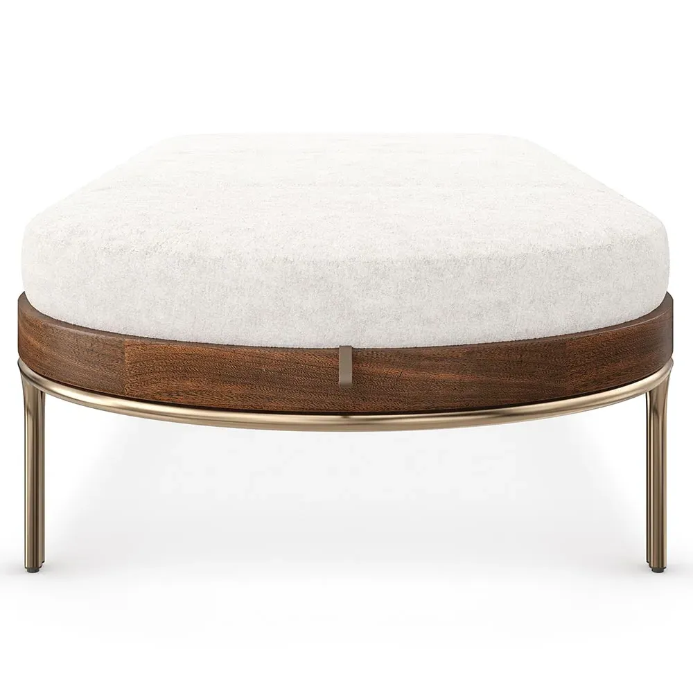 Adalyn Upholstered Chaise - White, Walnut Wood