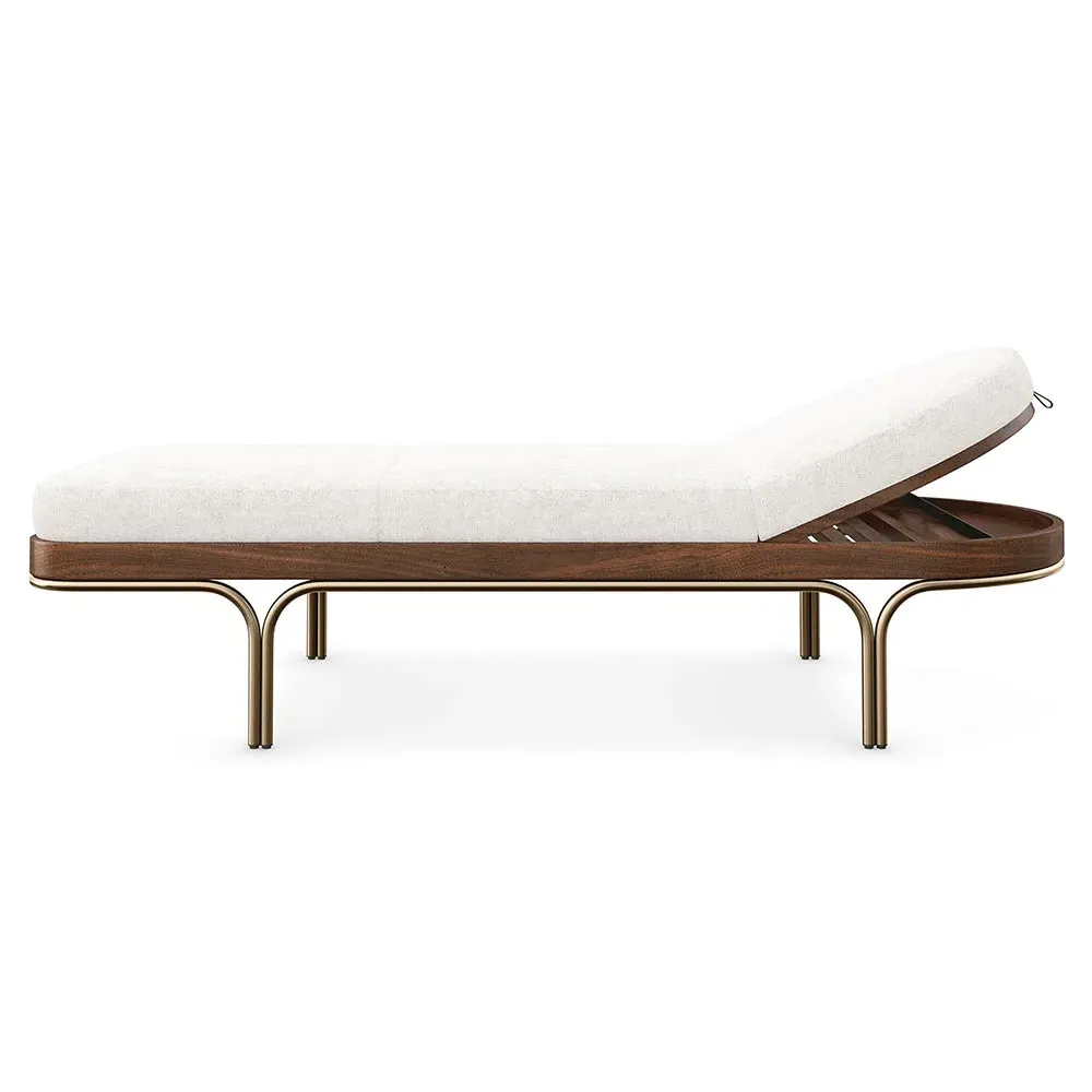 Adalyn Upholstered Chaise - White, Walnut Wood