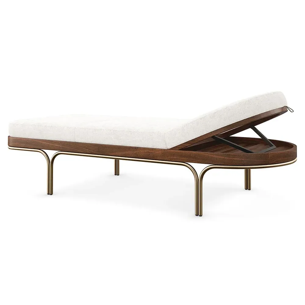 Adalyn Upholstered Chaise - White, Walnut Wood