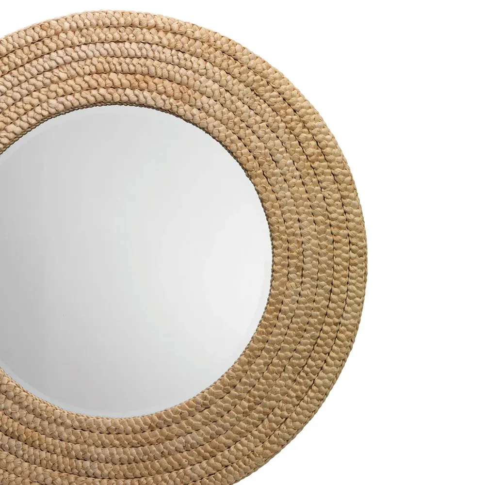 Adam Round Wall Mirror - Brown, Seagrass