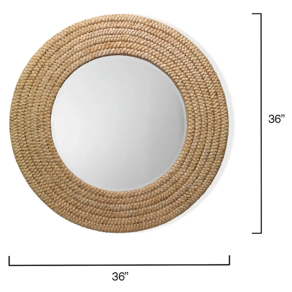 Adam Round Wall Mirror - Brown, Seagrass