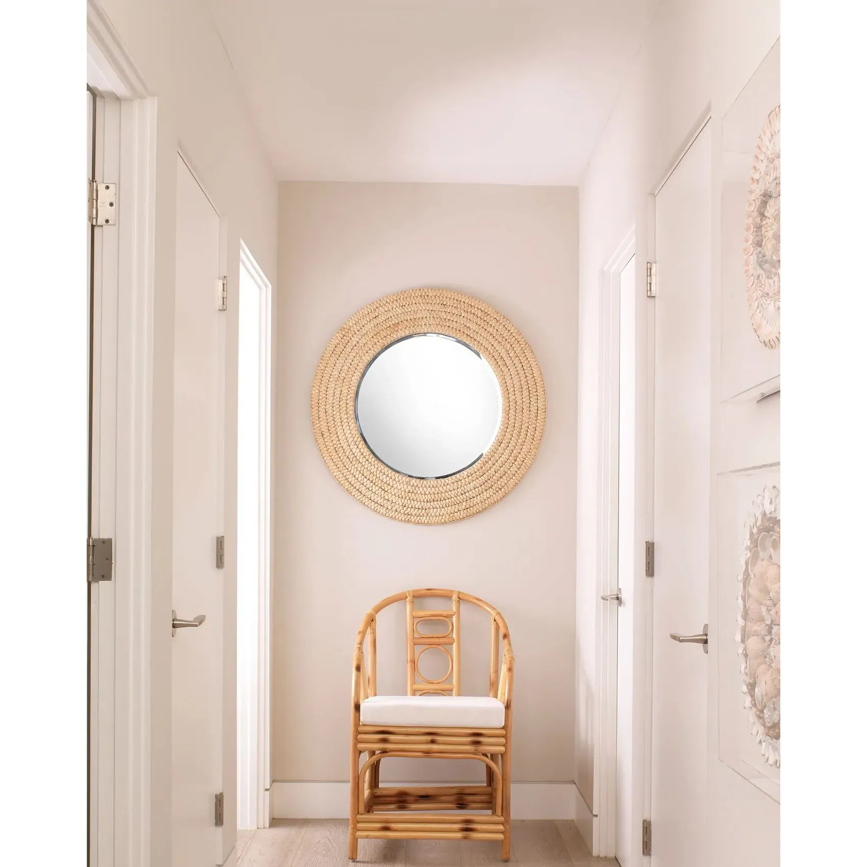 Adam Round Wall Mirror - Brown, Seagrass