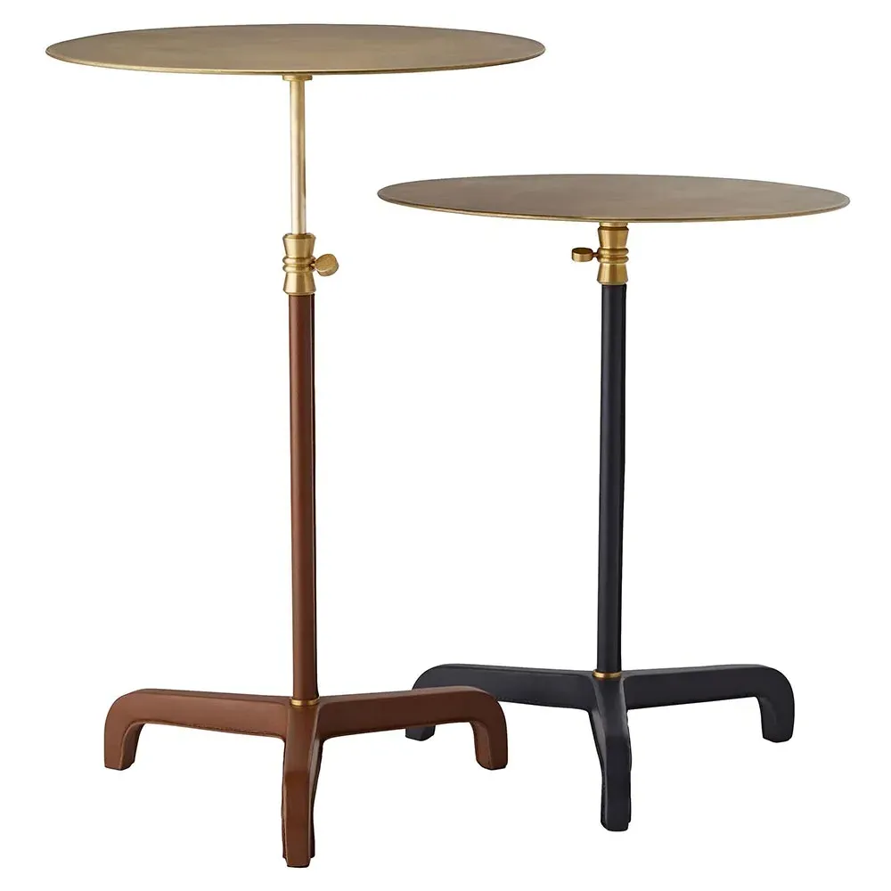 Addison Adjustable Drink Table - Cognac, Brass