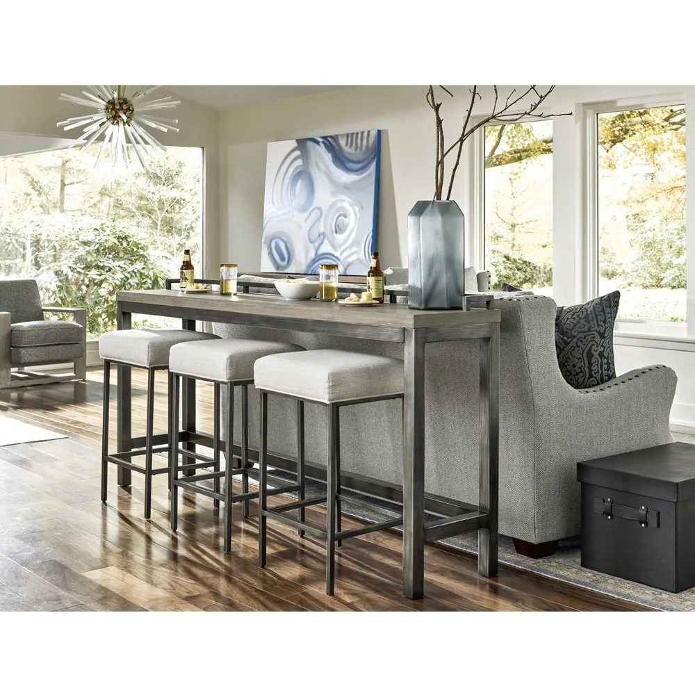 Addison Industrial Loft Bar Table Set - Grey, Wood