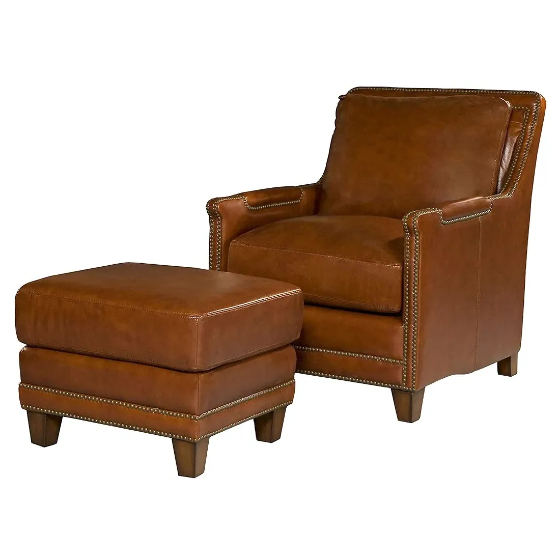 Adelaide Arm Chair with Nailhead Trim - Brown, Leather