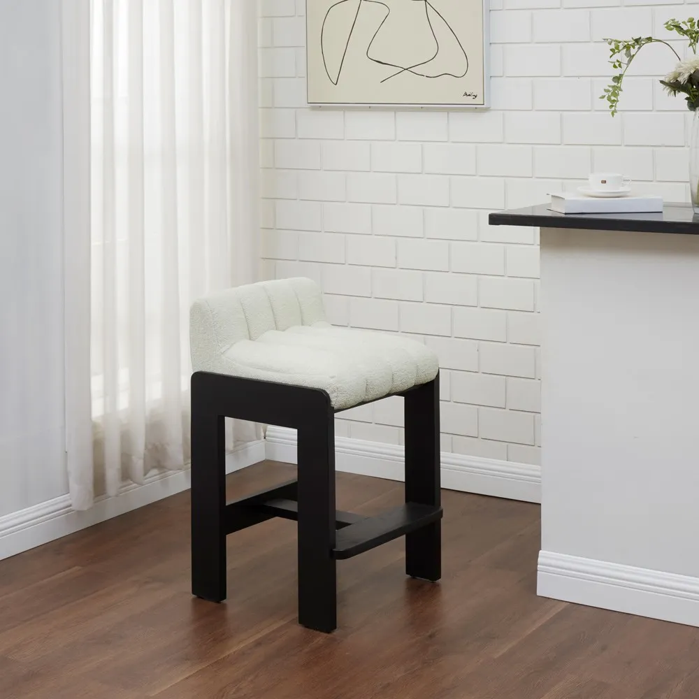 Adelaide Counter Stool - White, Boucle