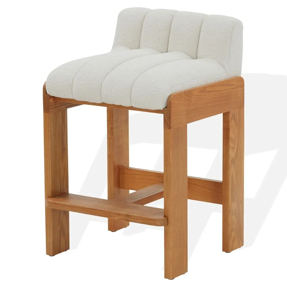 Adelaide Counter Stool - White, Boucle