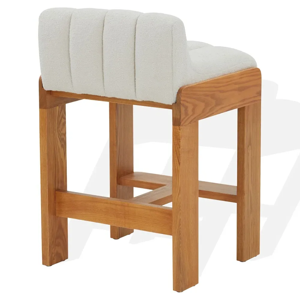 Adelaide Counter Stool - White, Boucle