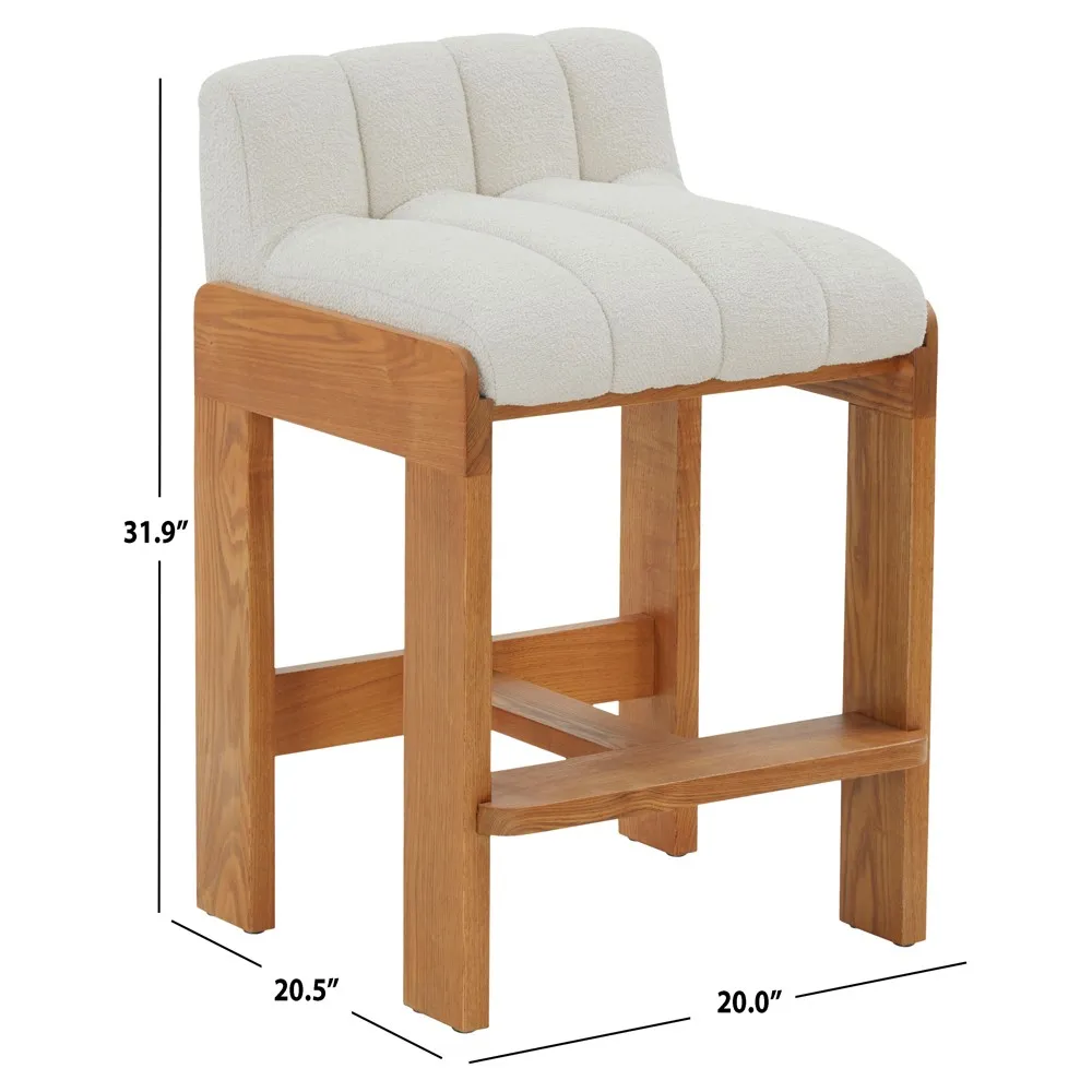 Adelaide Counter Stool - White, Boucle