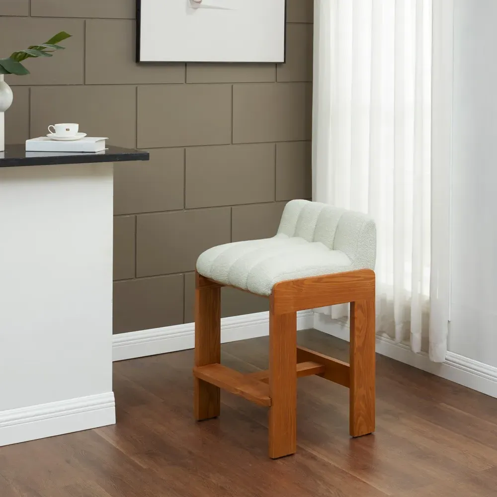 Adelaide Counter Stool - White, Boucle