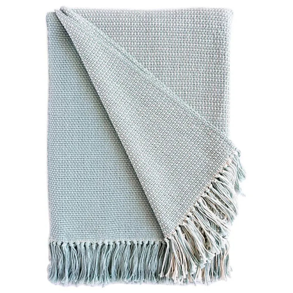 Adelaide Handwoven Throw Blanket - Seafoam, Cotton
