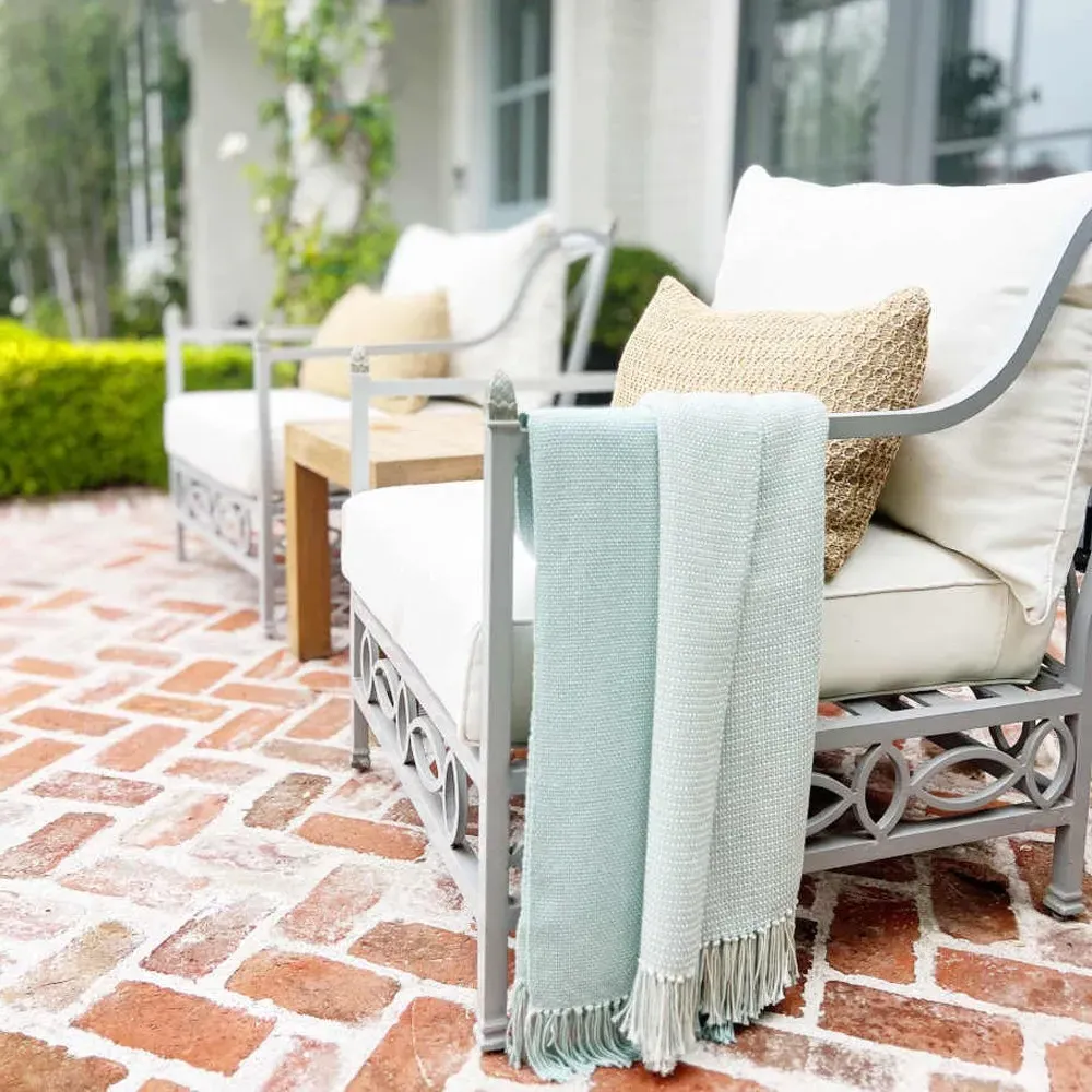 Adelaide Handwoven Throw Blanket - Seafoam, Cotton