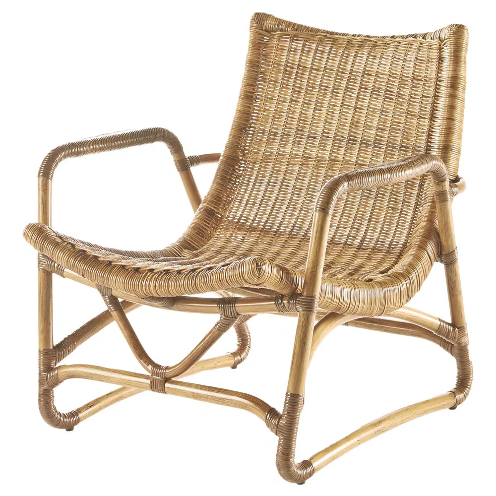 Adelaide Rattan Lounge Chair with Ottoman - Brown
