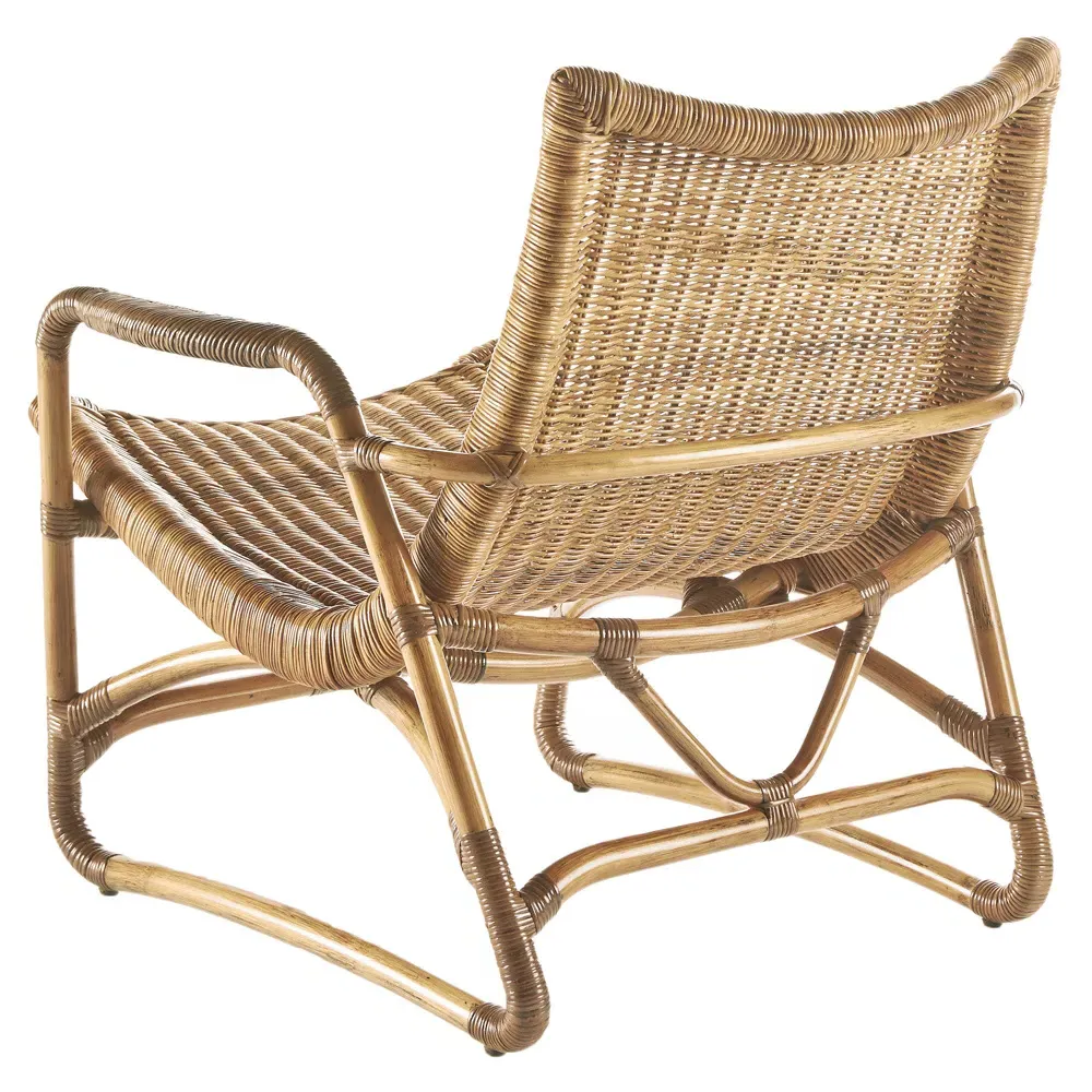 Adelaide Rattan Lounge Chair with Ottoman - Brown