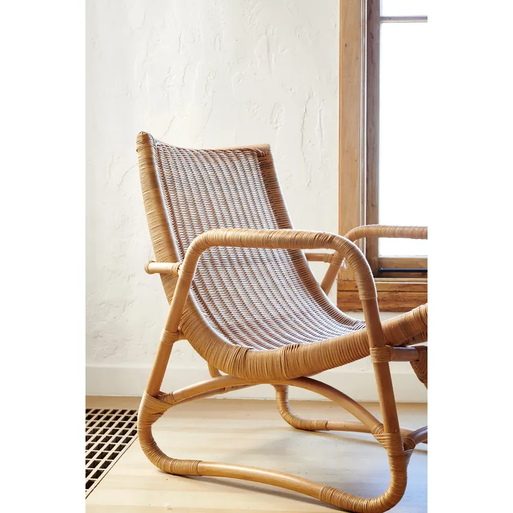 Adelaide Rattan Lounge Chair with Ottoman - Brown