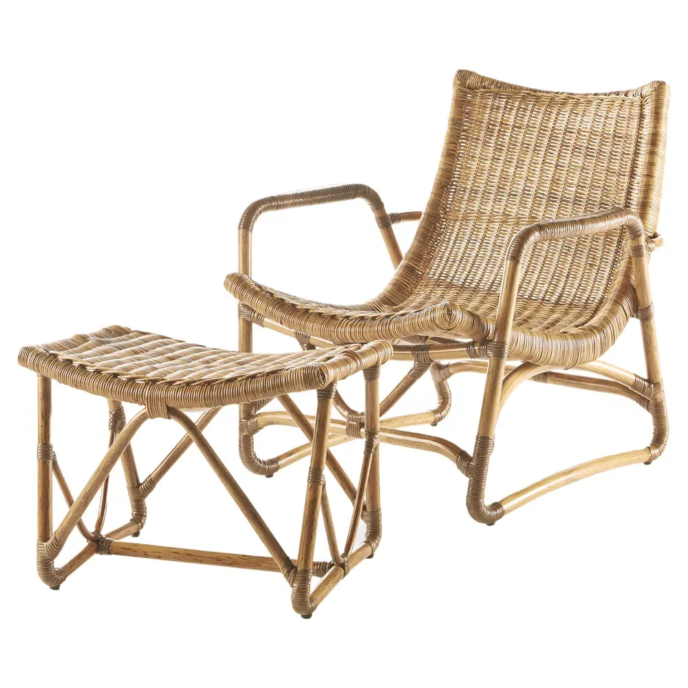 Adelaide Rattan Lounge Chair with Ottoman - Brown image