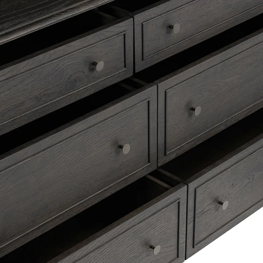 Adelaide Rustic Lodge Double Dresser - Black, Oak